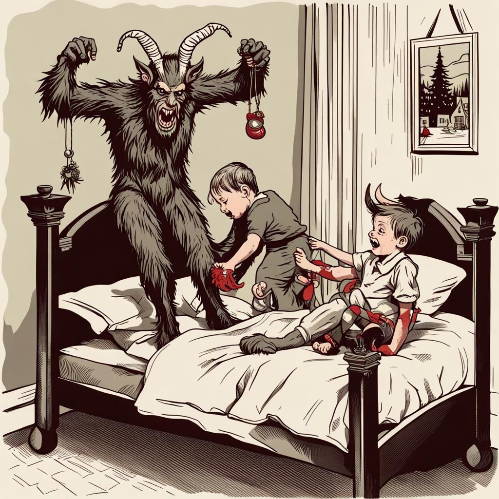 Krampus Steals Child from Bed