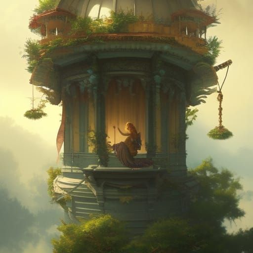 Wind Goddess in Stone Palace: A Digital Masterpiece