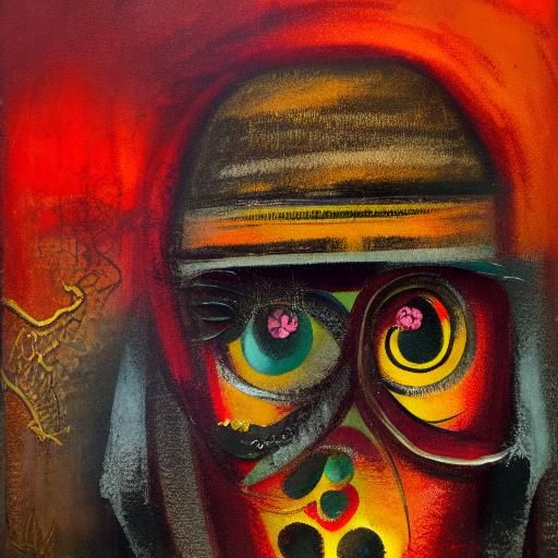 Cryptic Figure Gazing Through Glasses: Dark Expressionism