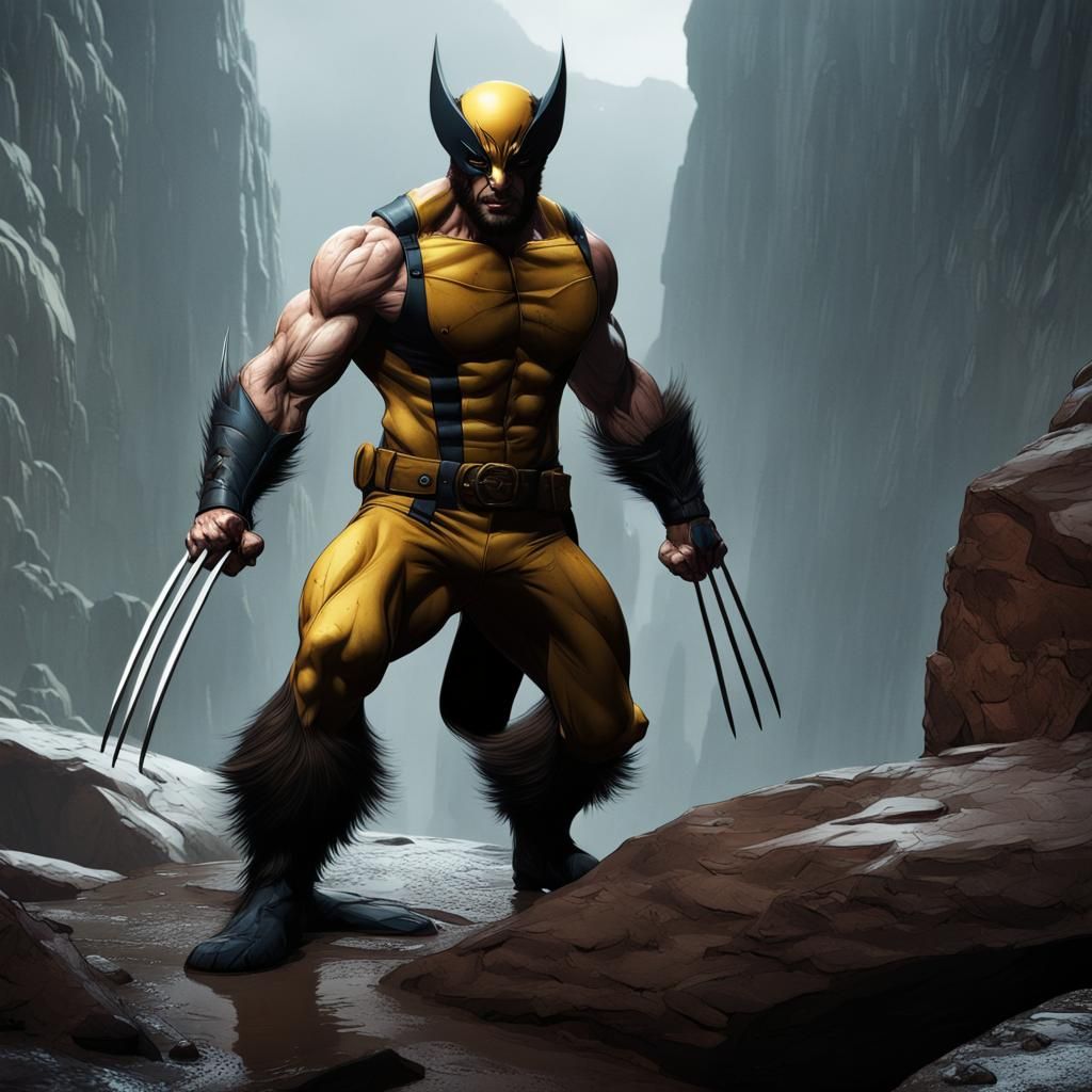 Detailed Matte Painting of Wolverine in Fantasy Style