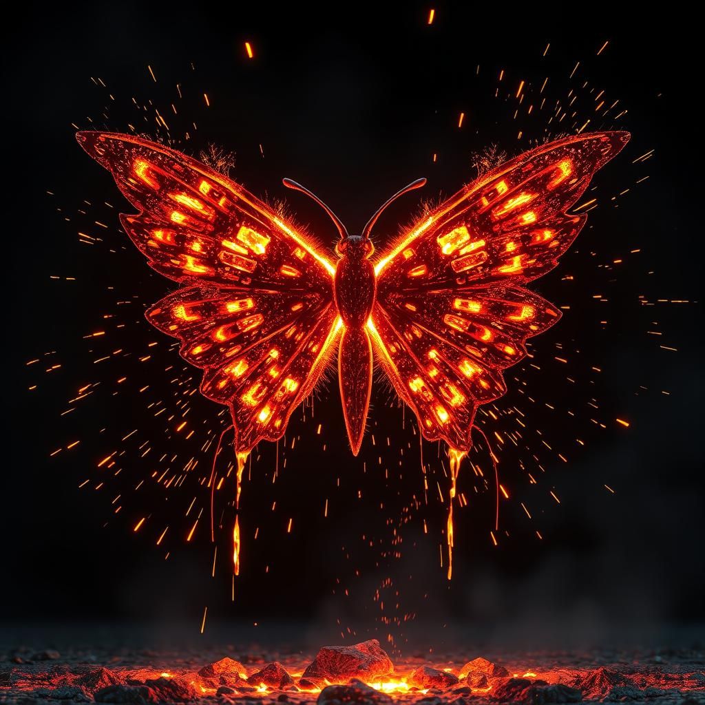 Molten Metal Aztec Goddess with Butterfly Wings