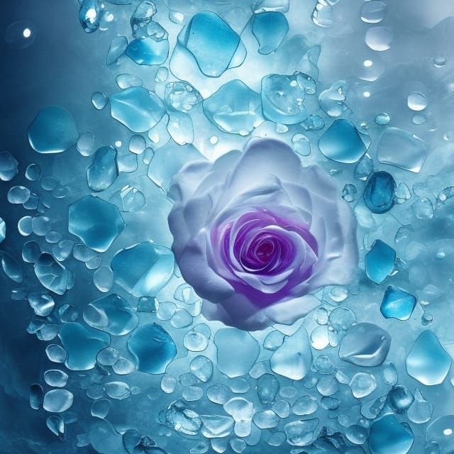 Crystalline Water Rose with Glittery Bubbles
