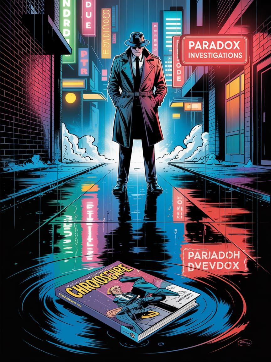 Noir Detective in Futuristic City Alleyway