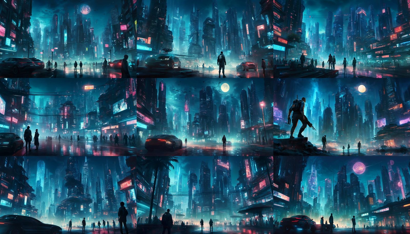 Cyberpunk Girl in VR Headset, Neon Cityscape