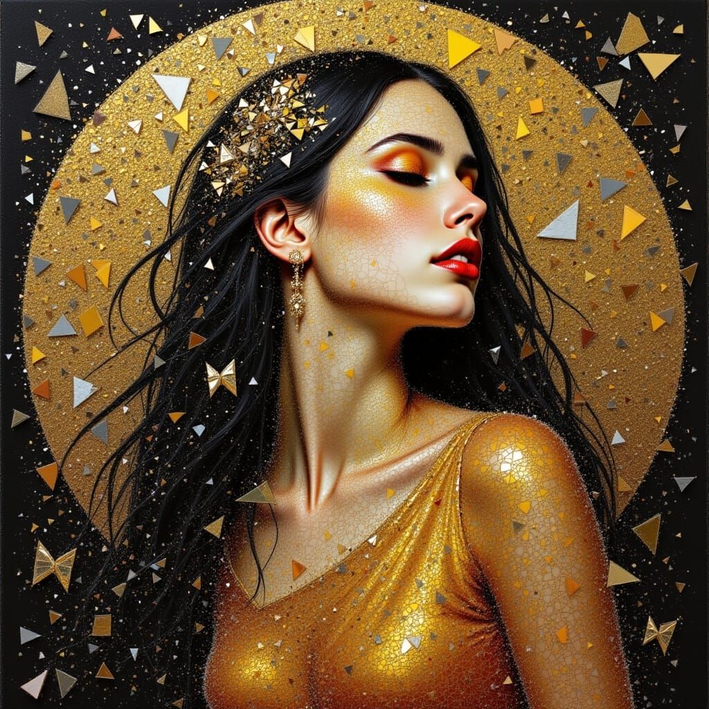 Regal Princess Portrait in Klimt and Karol Bak Style