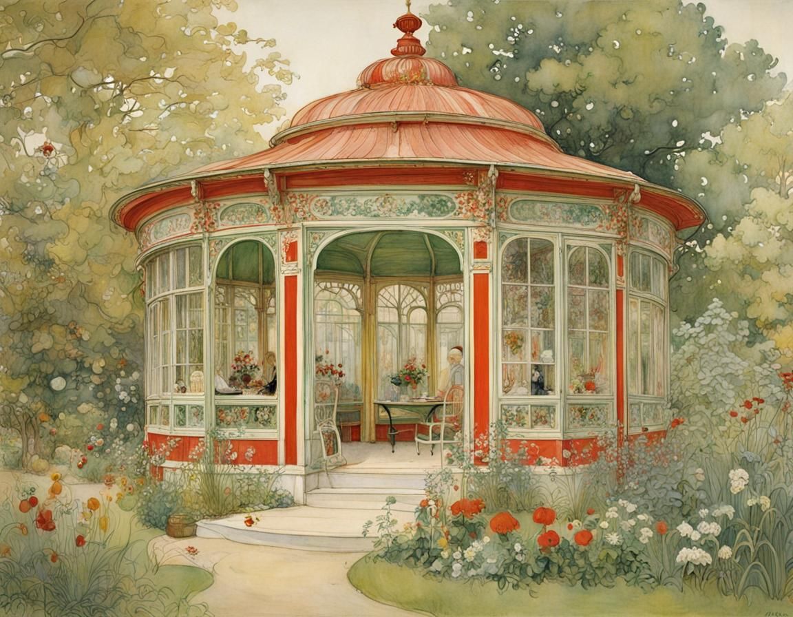 Detailed Garden Pavilion Illustration