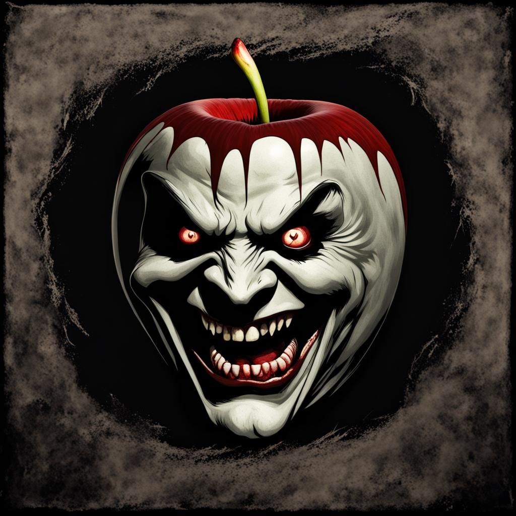 Menacing Vampire Apple with Fangs in Photographic Style