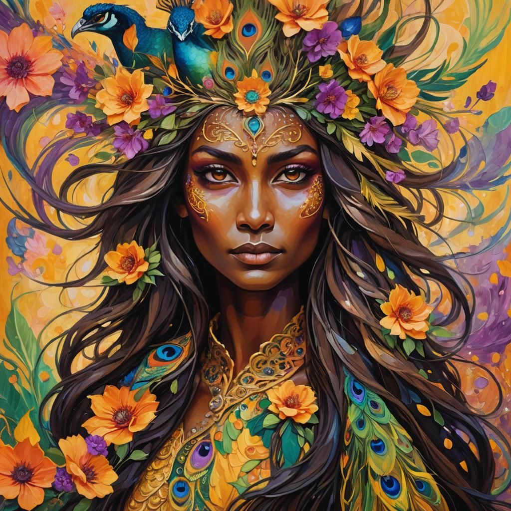 Dragon Peacock Woman in Abstract Expressionism