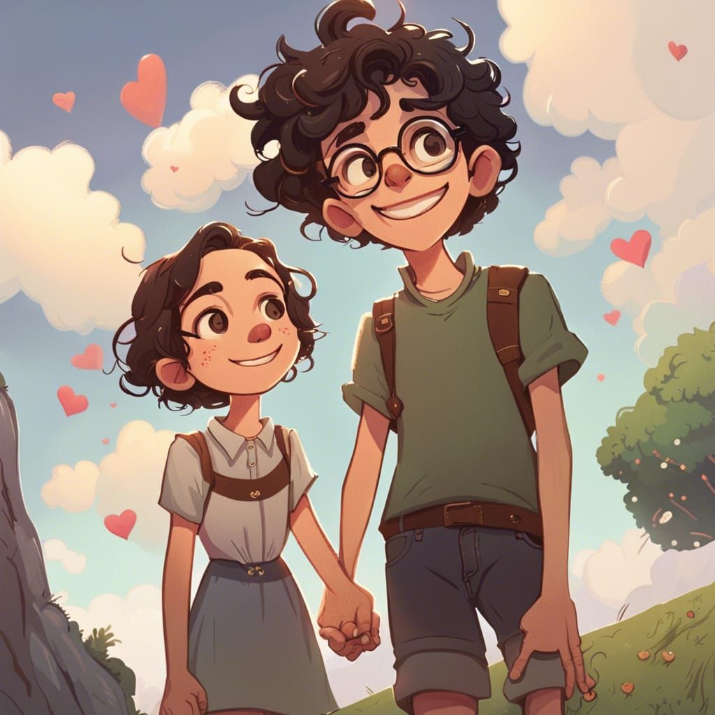 Man and Woman Holding Hands on Hilltop