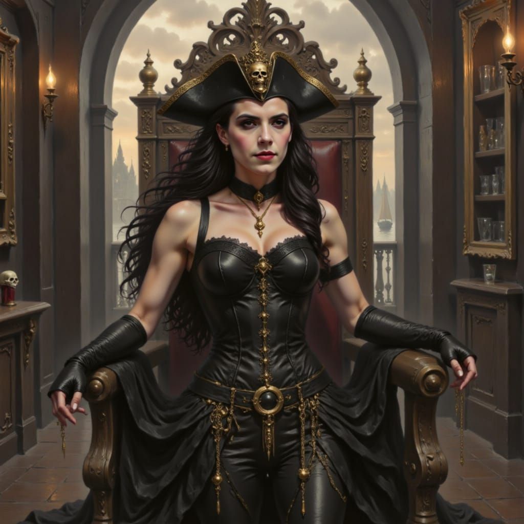 Regal Queen Surveys Her Obsidian Dominion