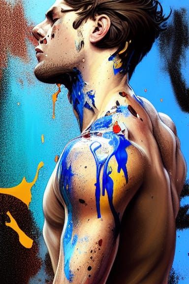 Colorful Dripping Paint Portrait in Hyperdetailed Style