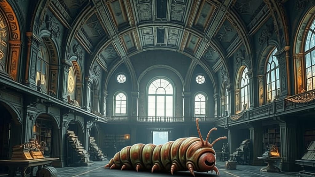 Alien Library on Distant Planet with Celestial Orrery