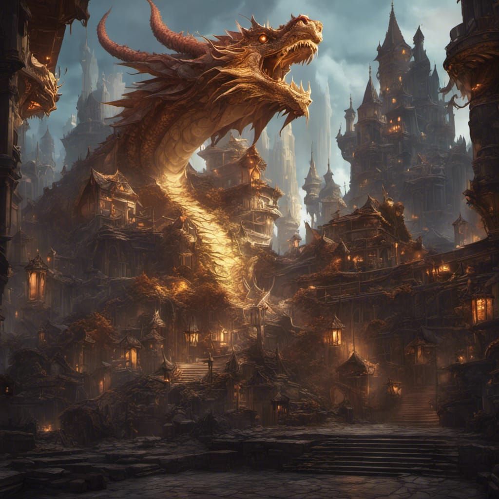 Epic Dragon City: Dark Fantasy Concept Art