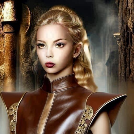 Medieval Princess in Brown Leather Top