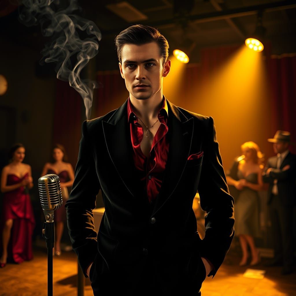 Vintage Jazz Club Scene in Noir Style