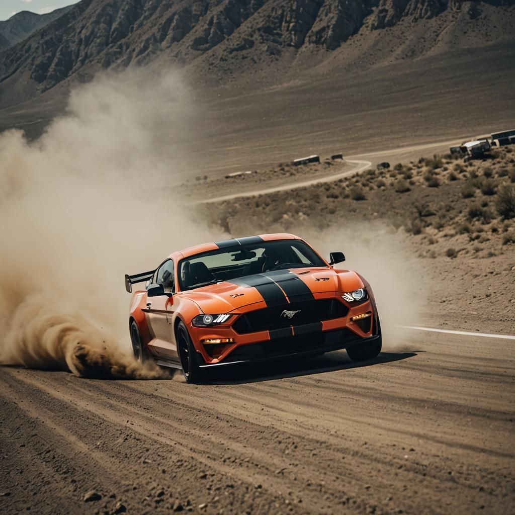 Ford Mustang Racing Spoiler: Cinematic Film Still