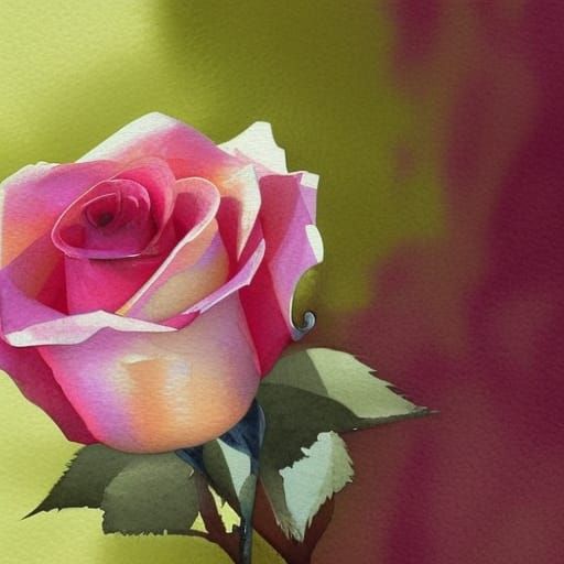 Watercolor Rose with Dewdrop, Thomas W Schaller Style