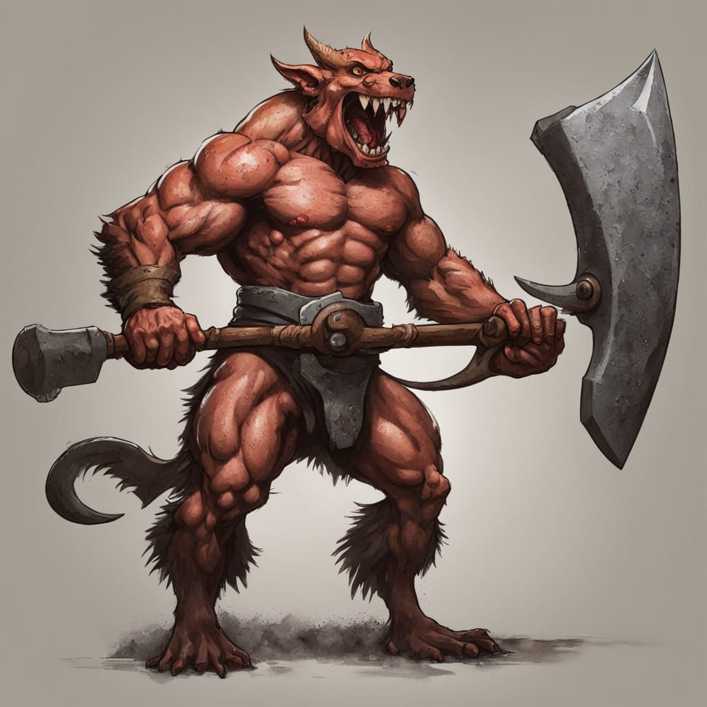 Dwarven-Inspired Kobold Warrior Throws Axe with Strength