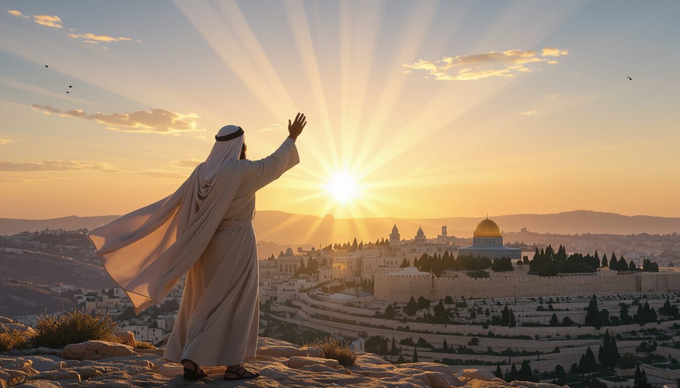 Prophetic Mountain Sunrise Over Ancient Jerusalem