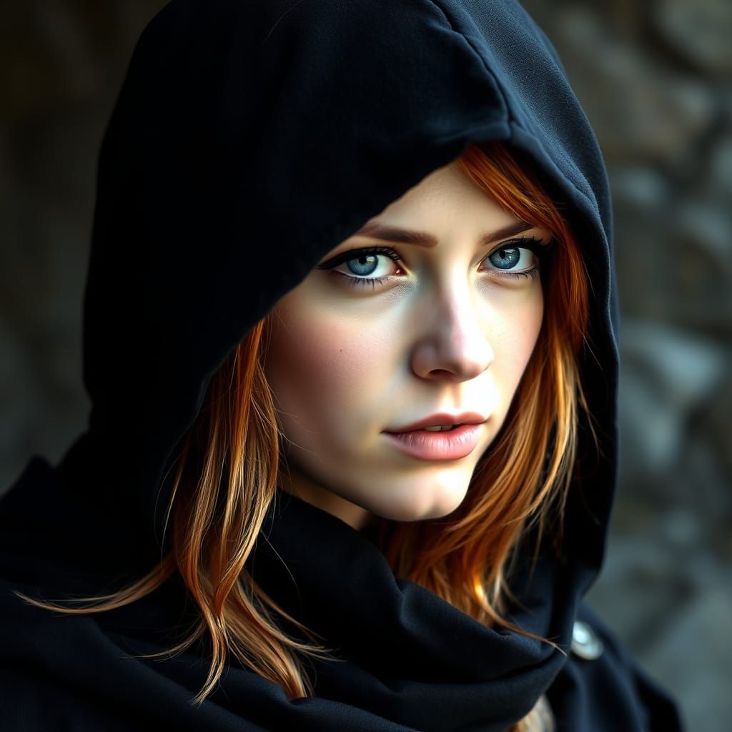 Medieval Assassin Woman in Stealthy Attire