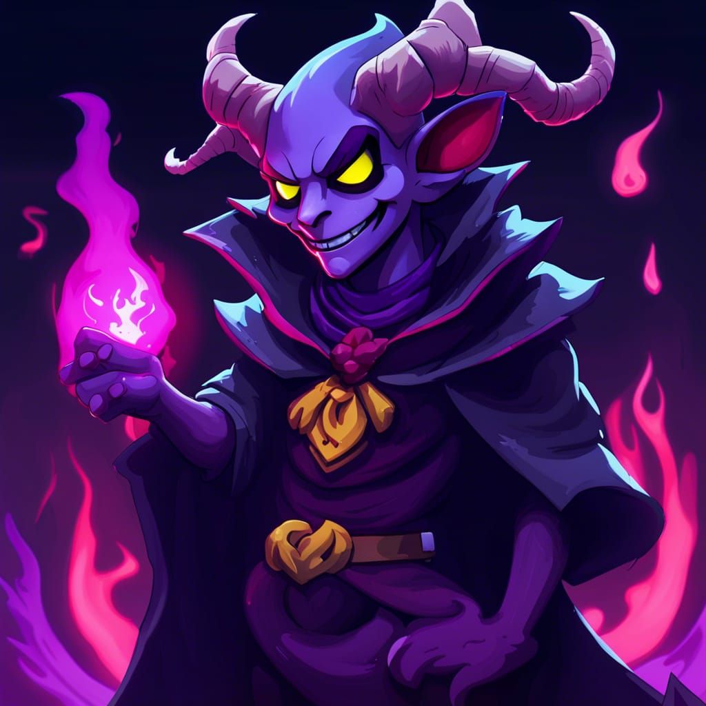 Jevil as Tiefling Bard Warlock in D&D Style
