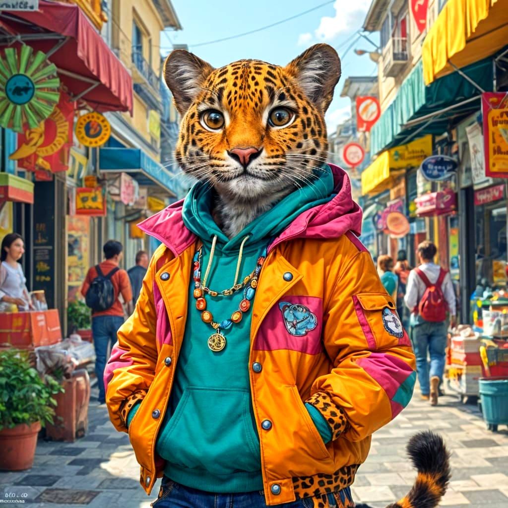 Cartoon Anthropomorphic Leopard Illustration