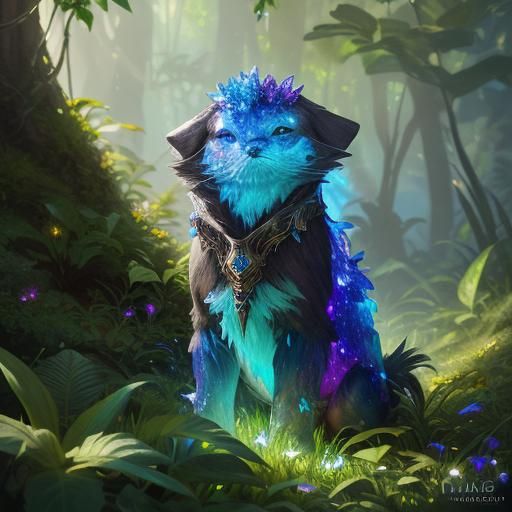 Glowing Magical Crystals in Lush Fantasy Art
