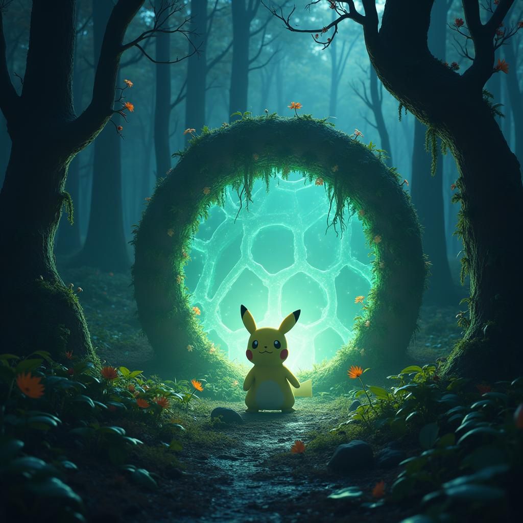 Pokemon Emerges from Mystical Forest Portal