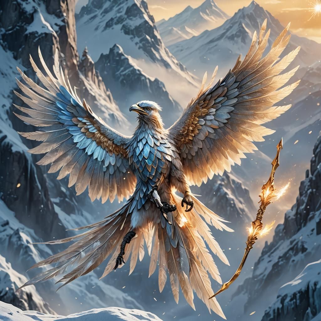 Icy Phoenix Pierced by Enchanted Arrow