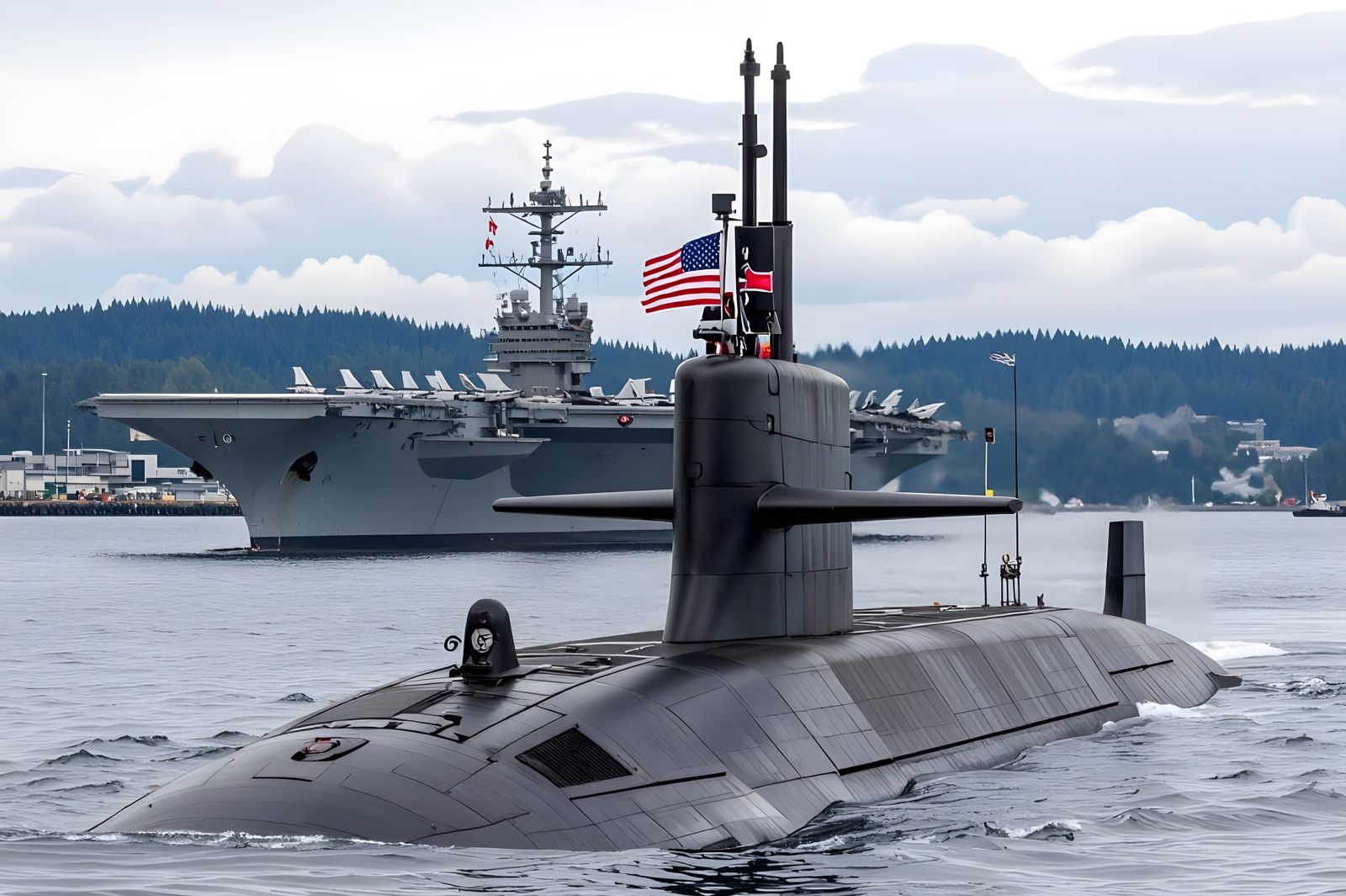 USS Jimmy Carter Submarine Sails into Port