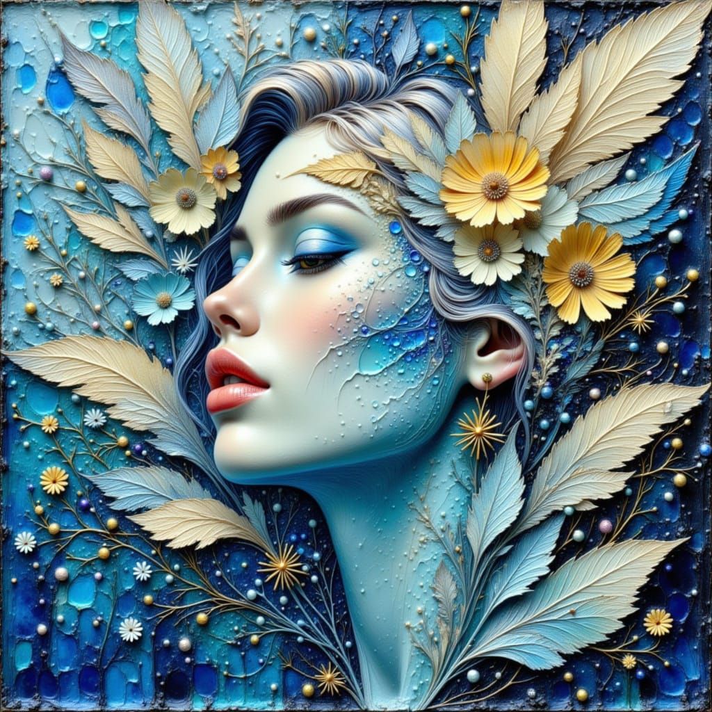 Angel on the Subway in Textured Impasto Style