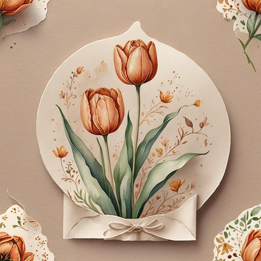 Delicate Watercolor Tulip Seed Packet Illustration