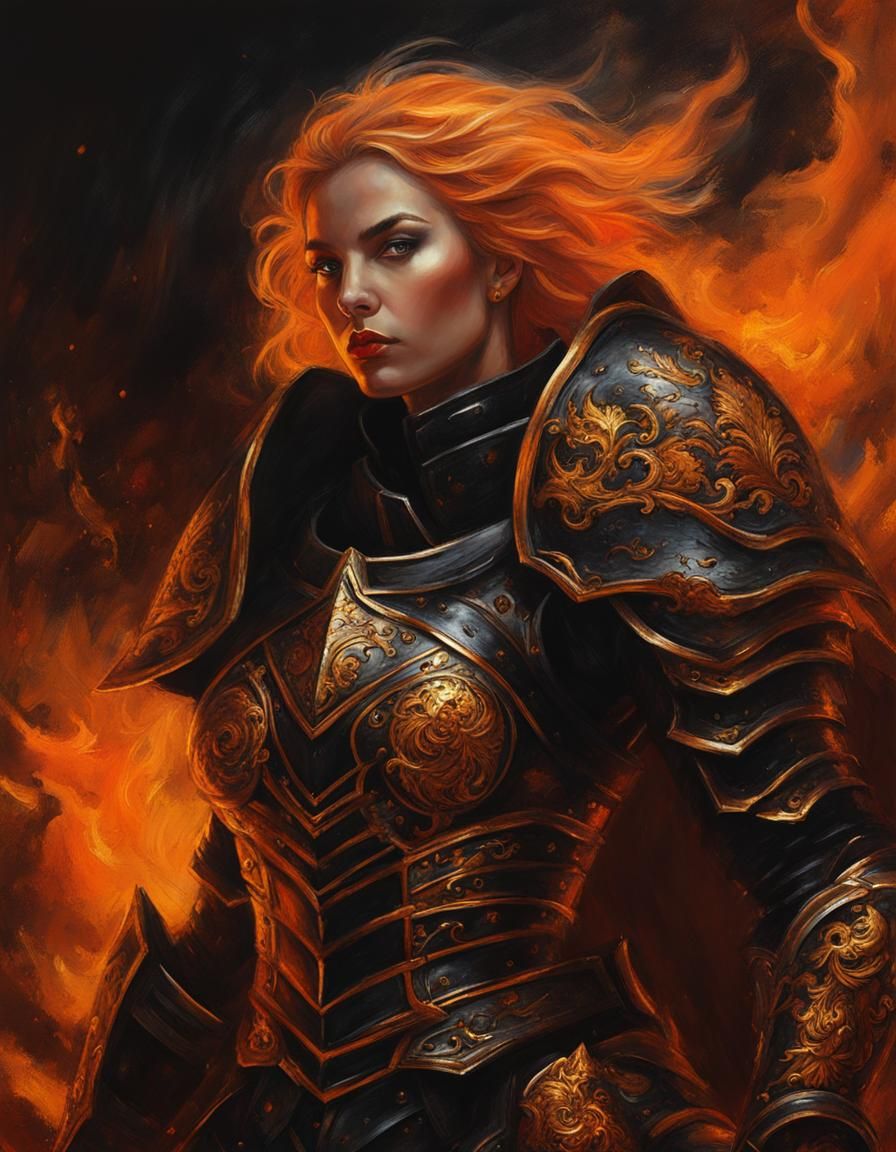 Epic Evil Paladin in Sfumato Chiaroscuro Style