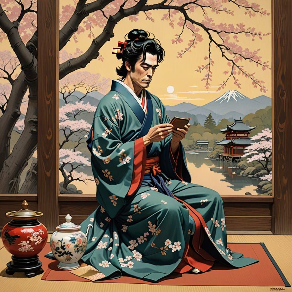 Paul Stanley as a Geisha in Norman Rockwell Style