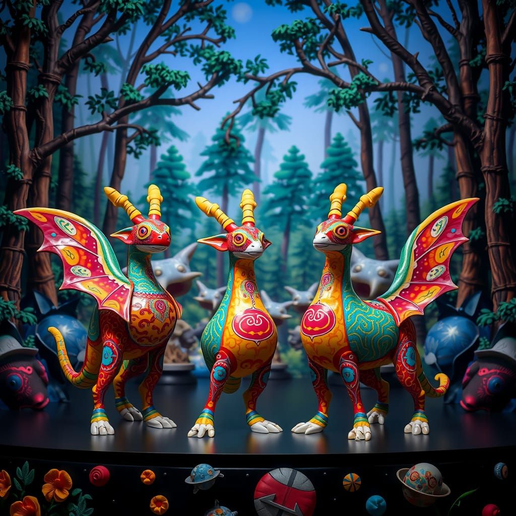 Fantastical Martian Porcelain Creatures on Stage