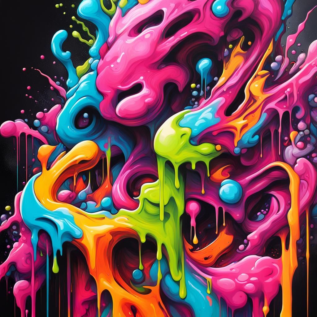 Vibrant Abstract Neon Graffiti Art