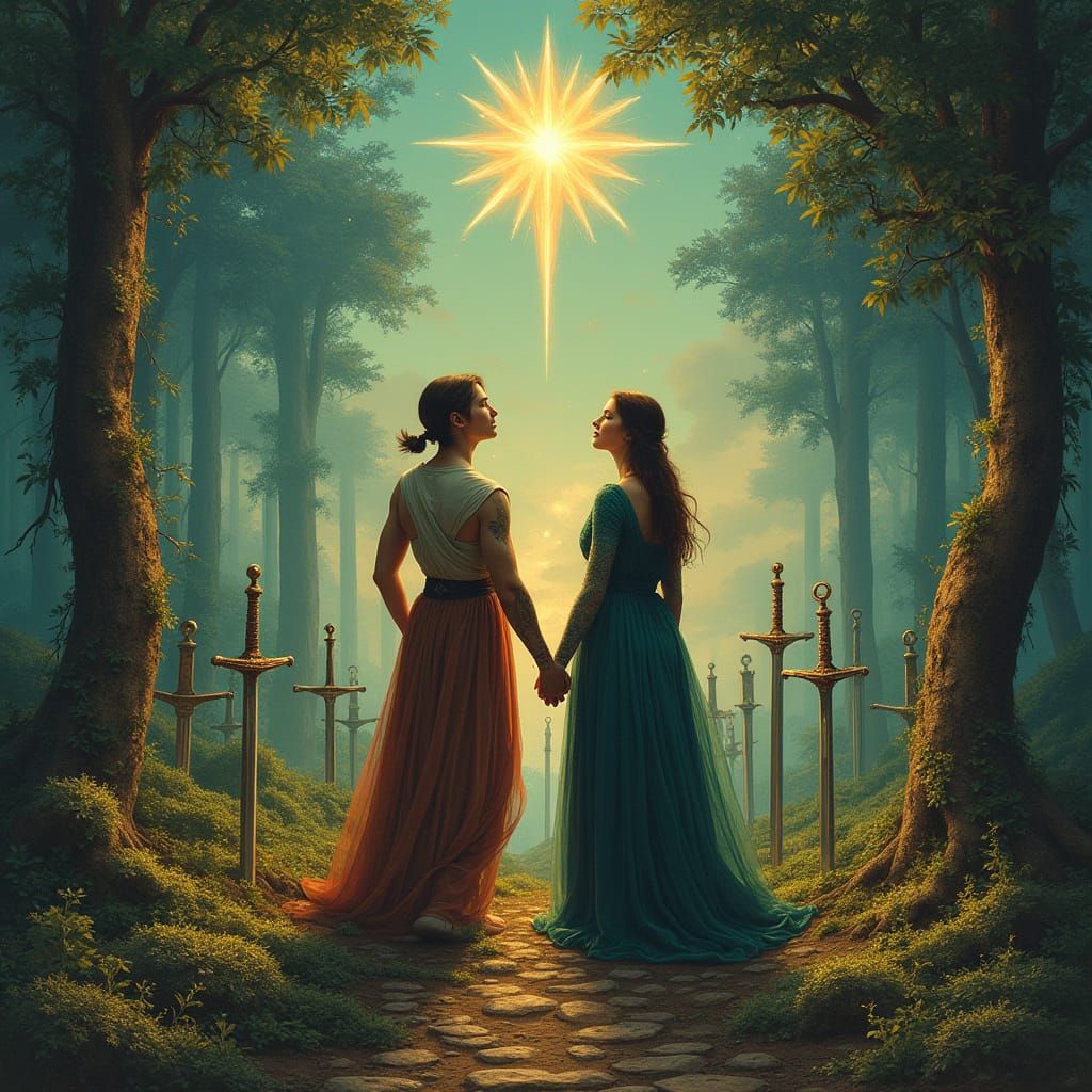 The Fool and High Priestess at the Threshold of Destiny