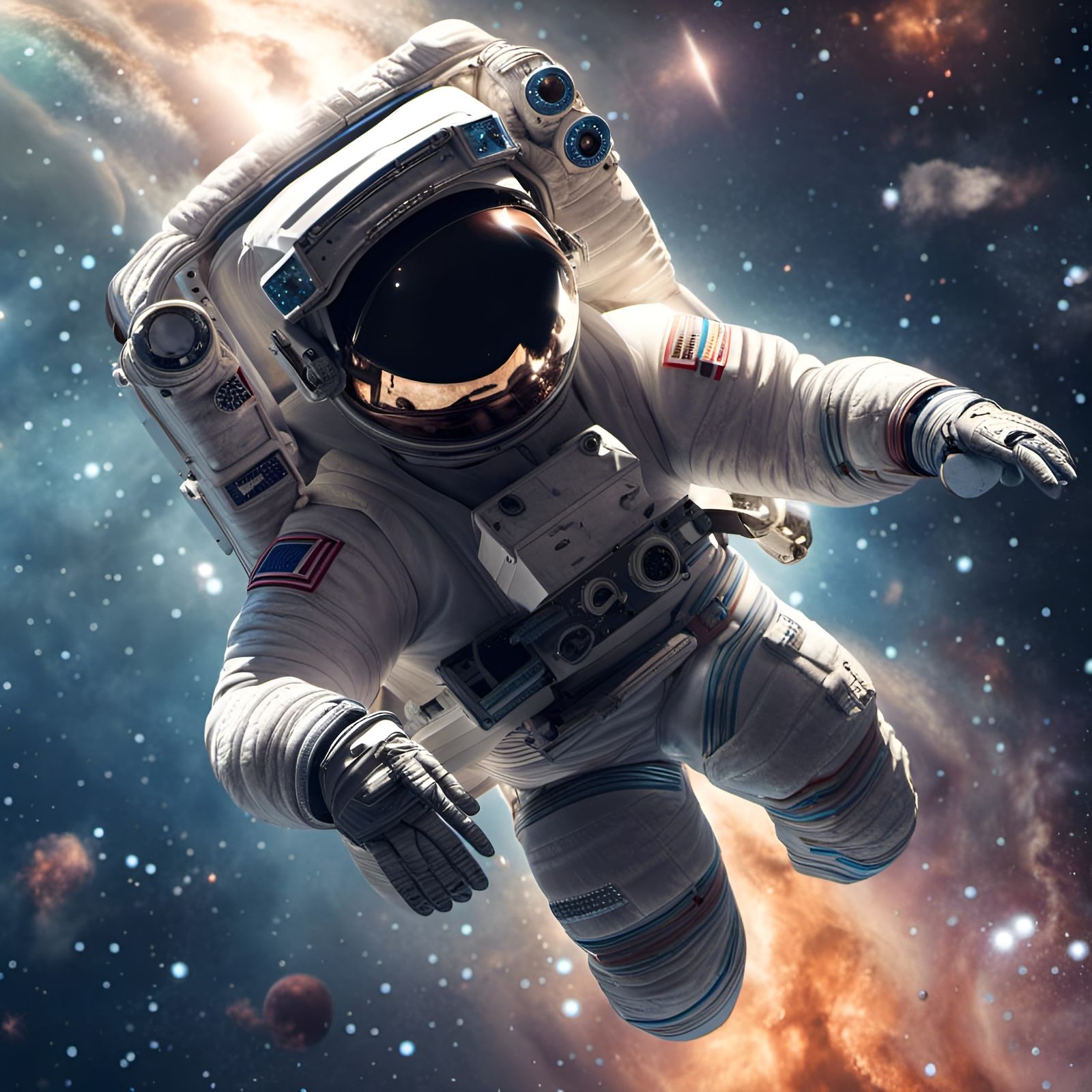 Astronaut Floating in Galaxy in 8k Resolution
