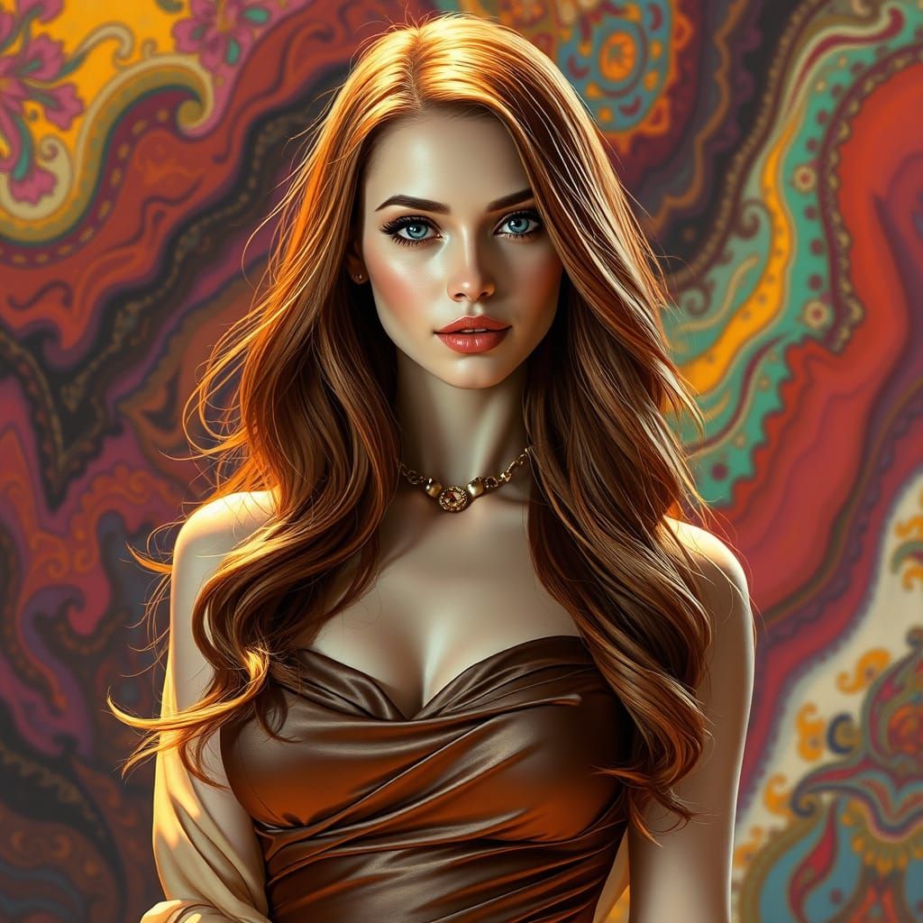 Auburn Haired Woman in Art Nouveau Style