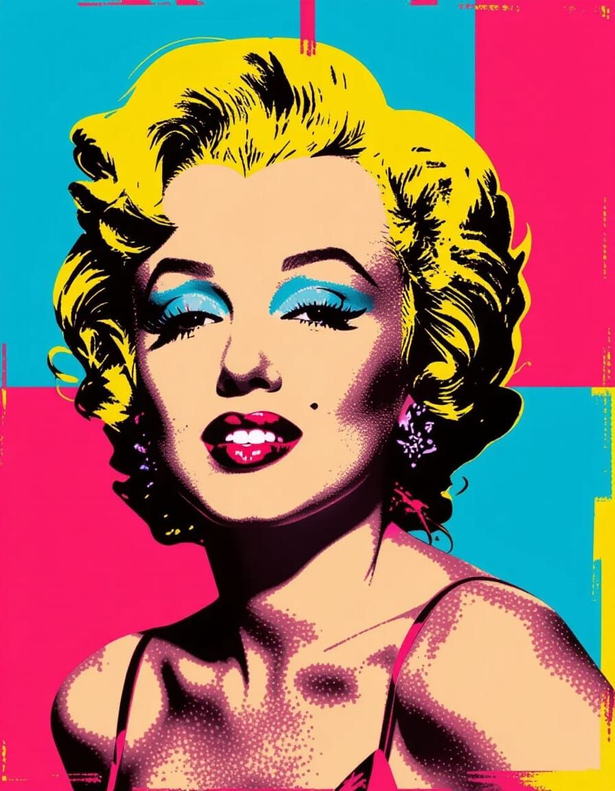 Marilyn Monroe Pop Art Portrait in Warhol Style