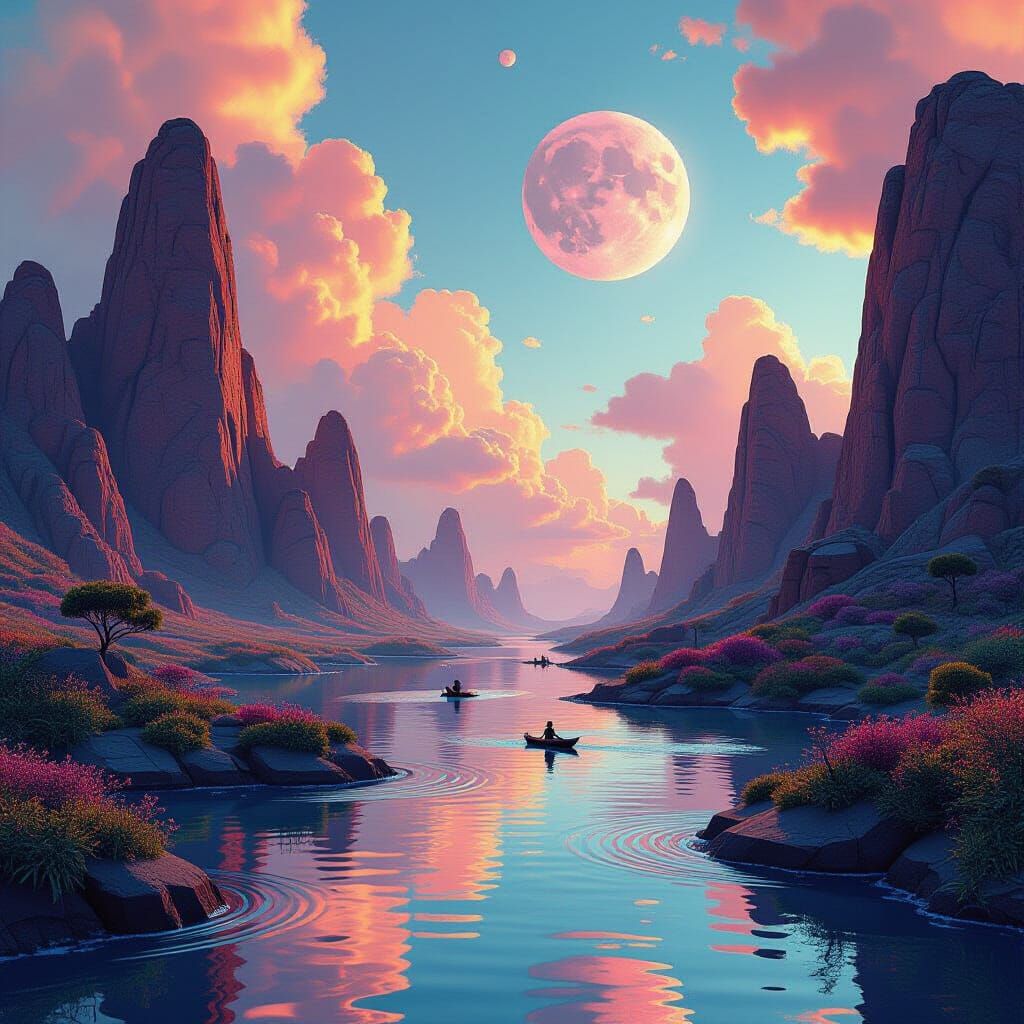 Dreamlike Scene in Digital Painting and 3D Style