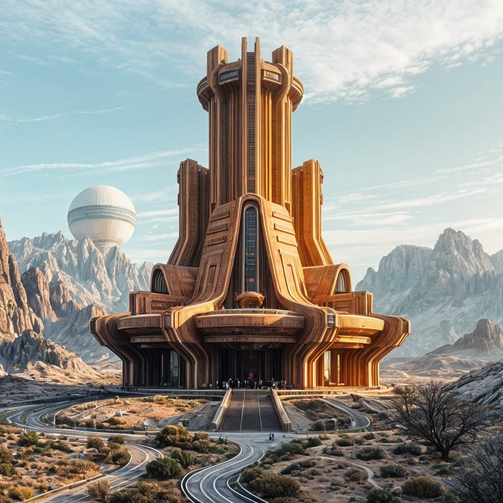 Futuristic Brutalist Architecture on Alien Planet