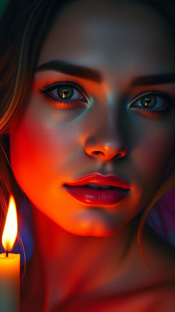 Woman in Ethereal Candlelight Glow