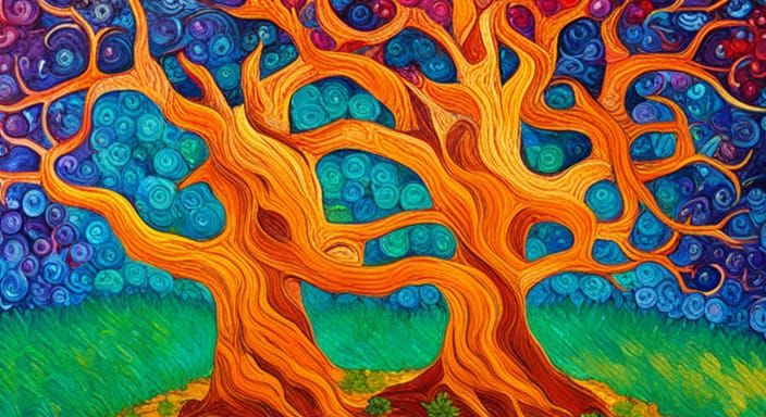 Tree of Life in Expressionist Impasto Style
