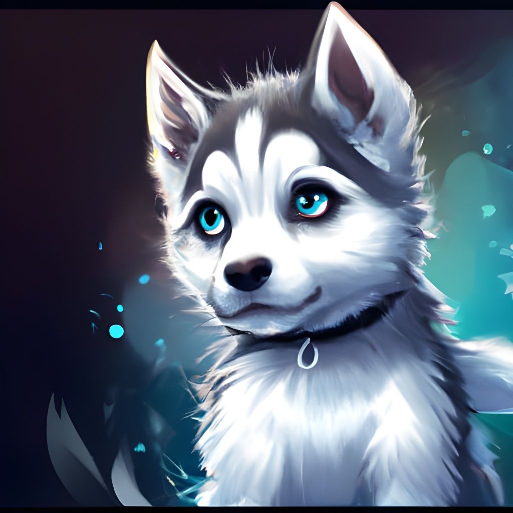 Adorable Husky Puppy Portrait in Digital Illustration