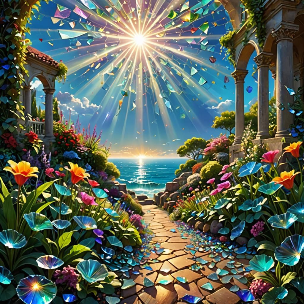 Garden Sky Sea in Broken Glass Effect