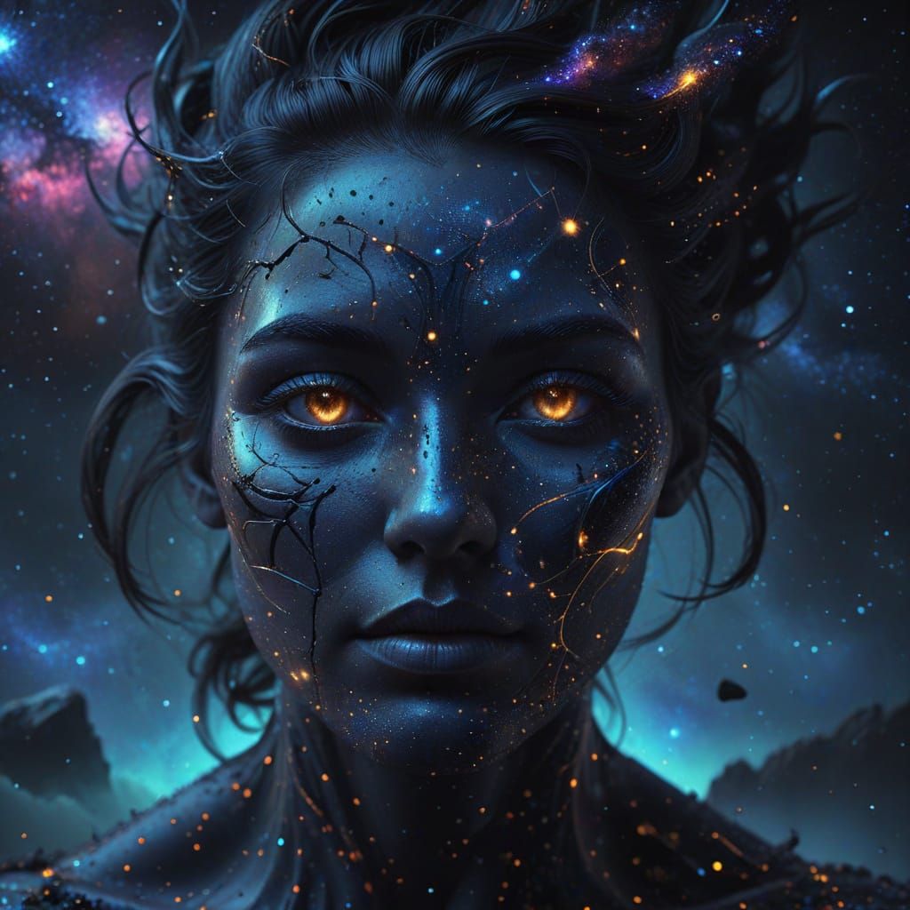 Celestial Face in the Night Sky: A Starry Portrait