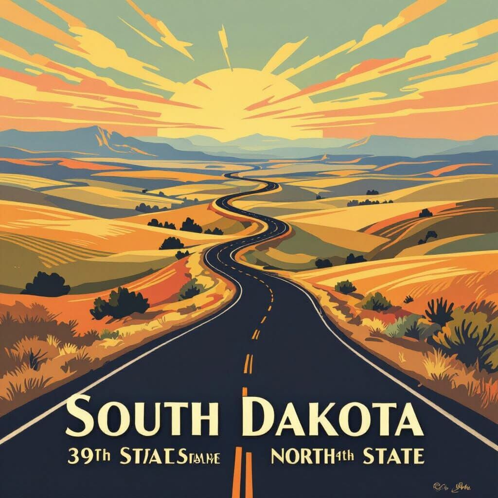 Vintage Travel Poster: Infinite Road to Dakota States
