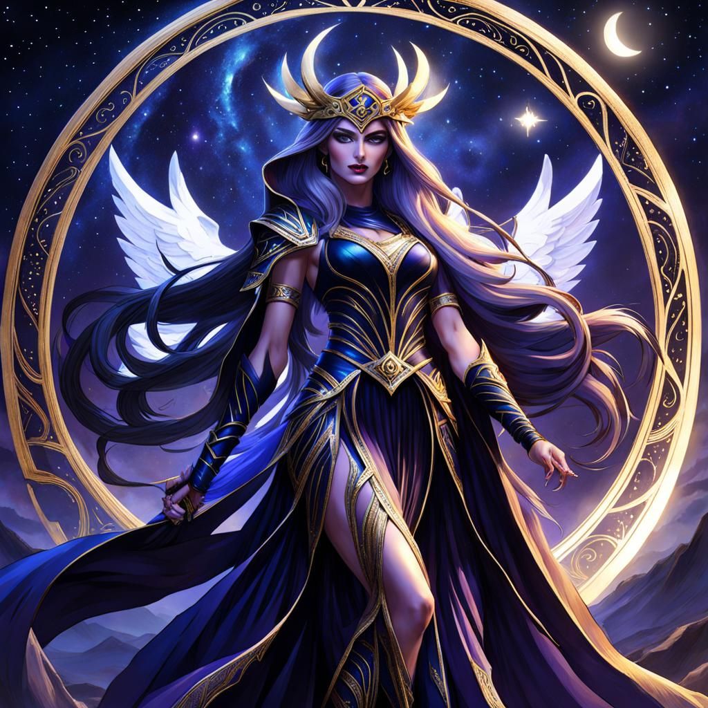 Nyx, Goddess of Night, AI-Generated Portrait