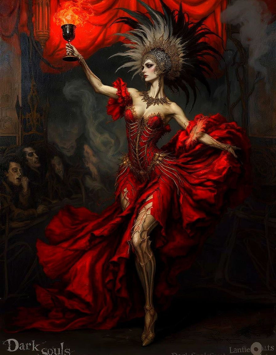 Cabaret Dancer in Art Nouveau Style